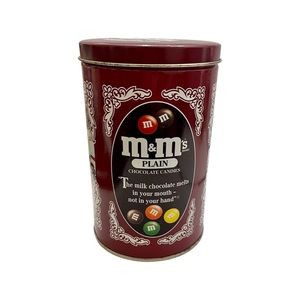 M&M's Plain 1991 Christmas Candy Tin Vintage Snowy Farm
